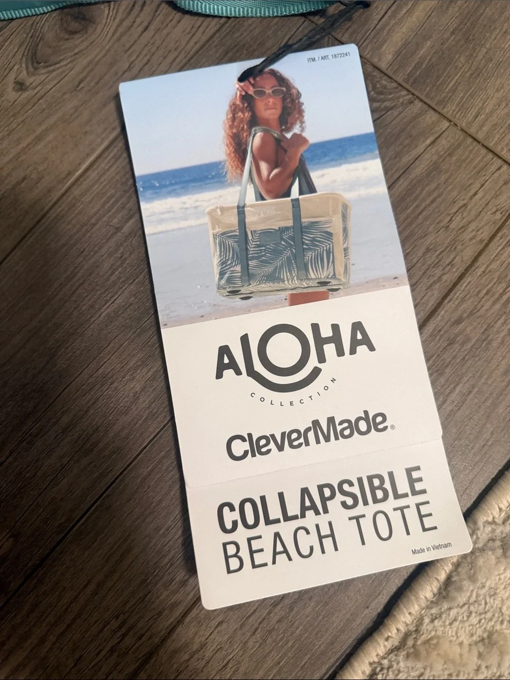 ALOHA Collection Teal Palm Print Beach Tote